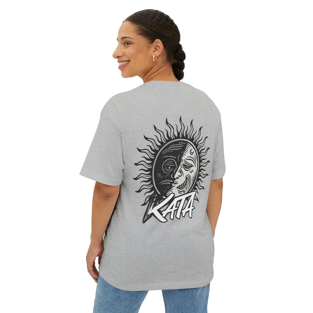 Kata Graphic Tee — Oversized Boxy Pink T-Shirt with Bold Brush Logo