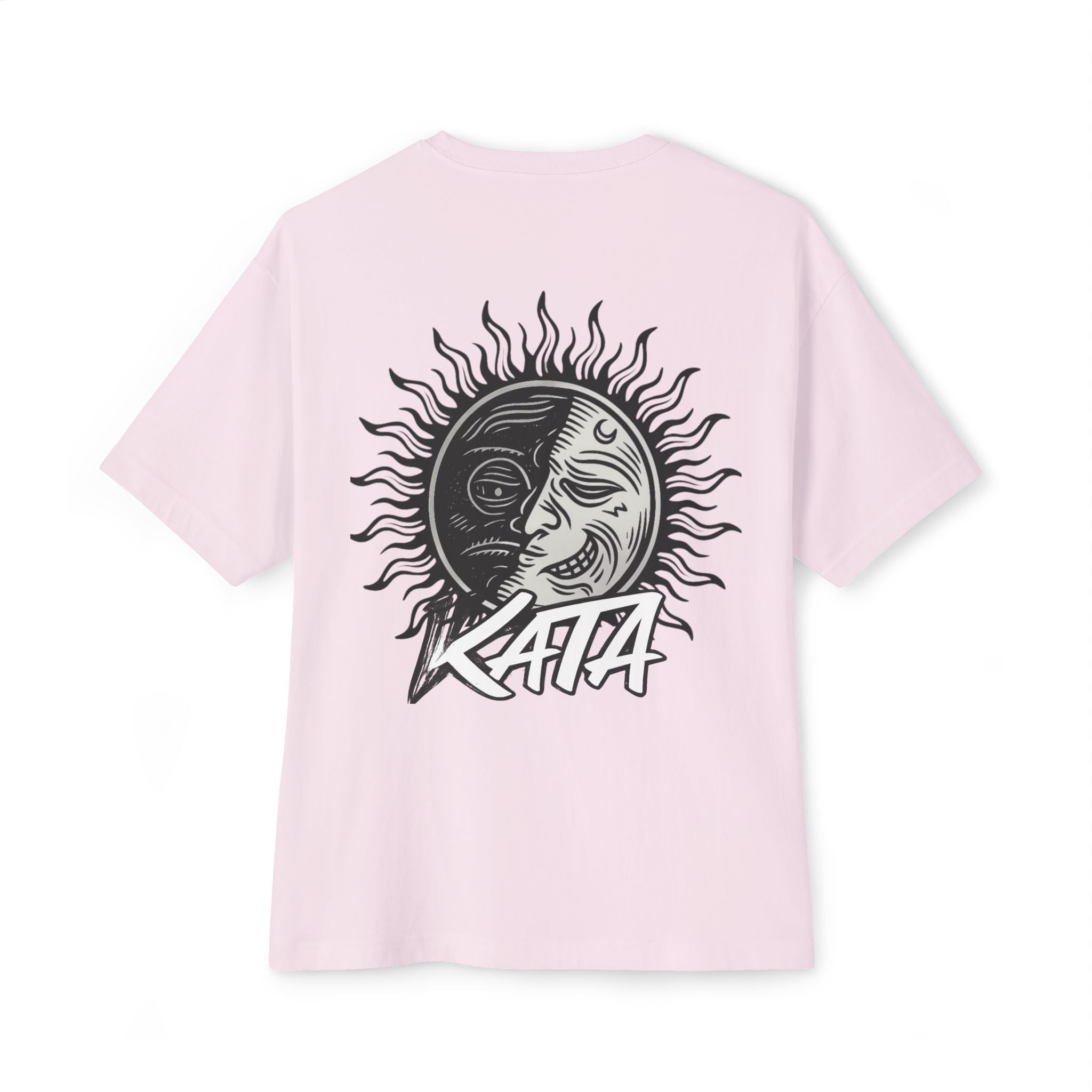 Kata Graphic Tee — Oversized Boxy Pink T-Shirt with Bold Brush Logo