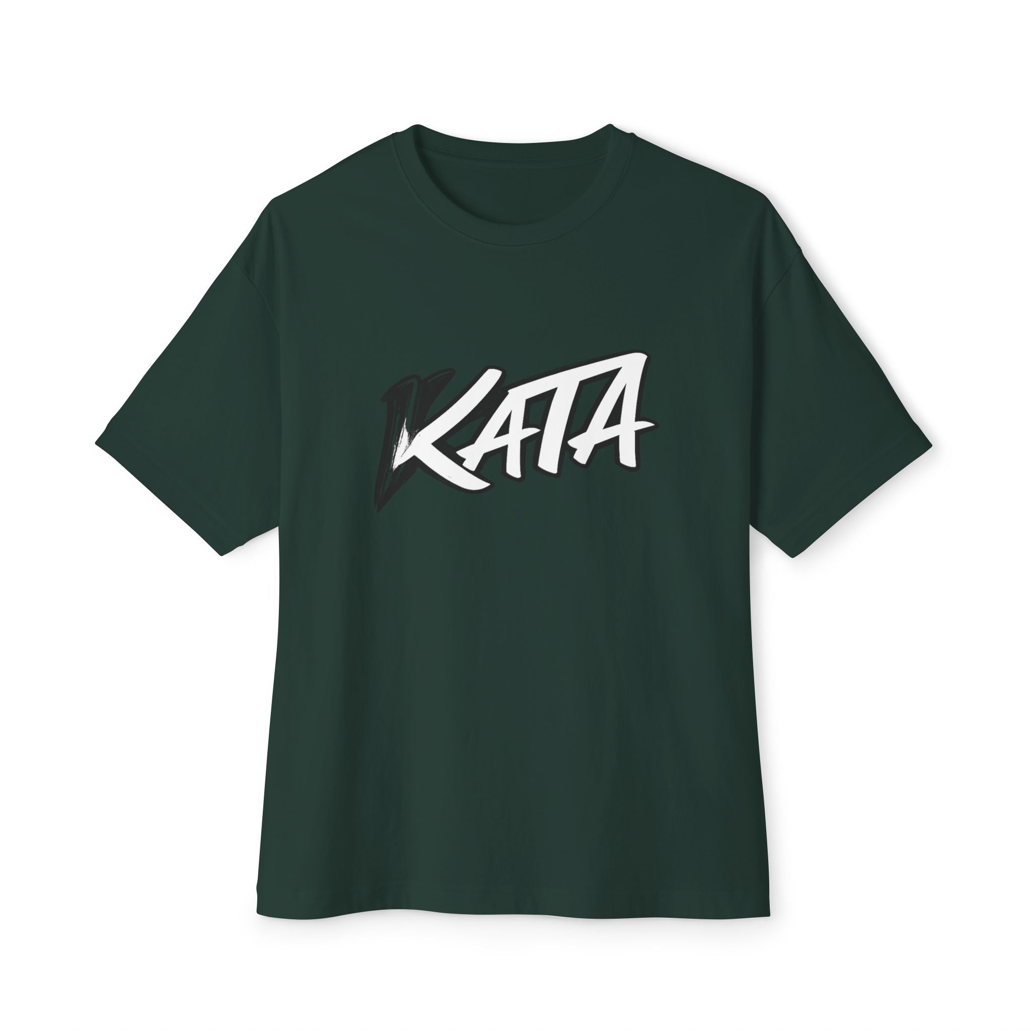 Kata Graphic Tee — Oversized Boxy Pink T-Shirt with Bold Brush Logo