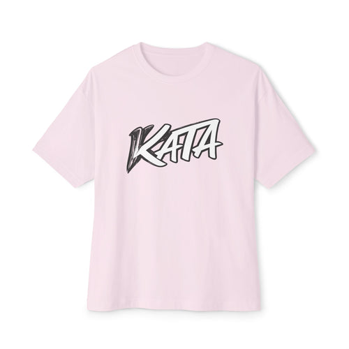 Kata Graphic Tee — Oversized Boxy Pink T-Shirt with Bold Brush Logo