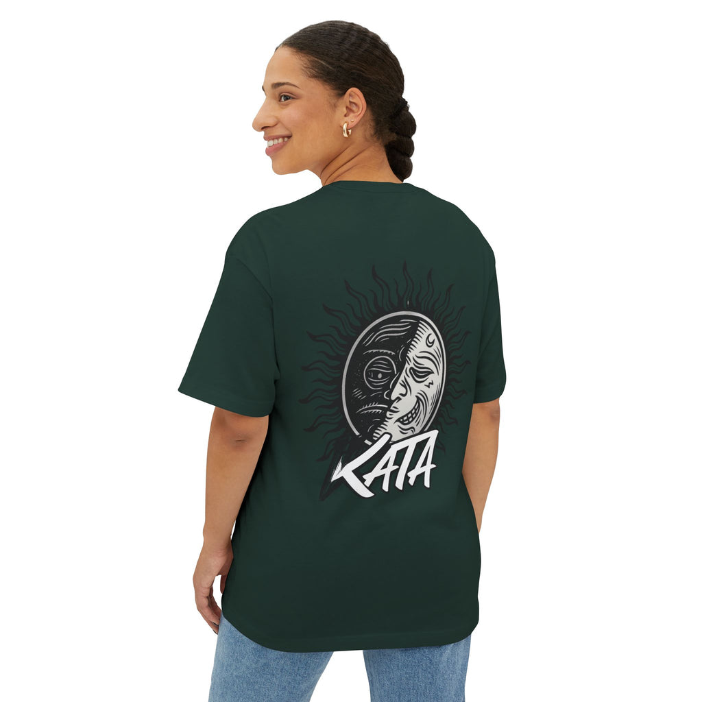 Kata Graphic Tee — Oversized Boxy Pink T-Shirt with Bold Brush Logo