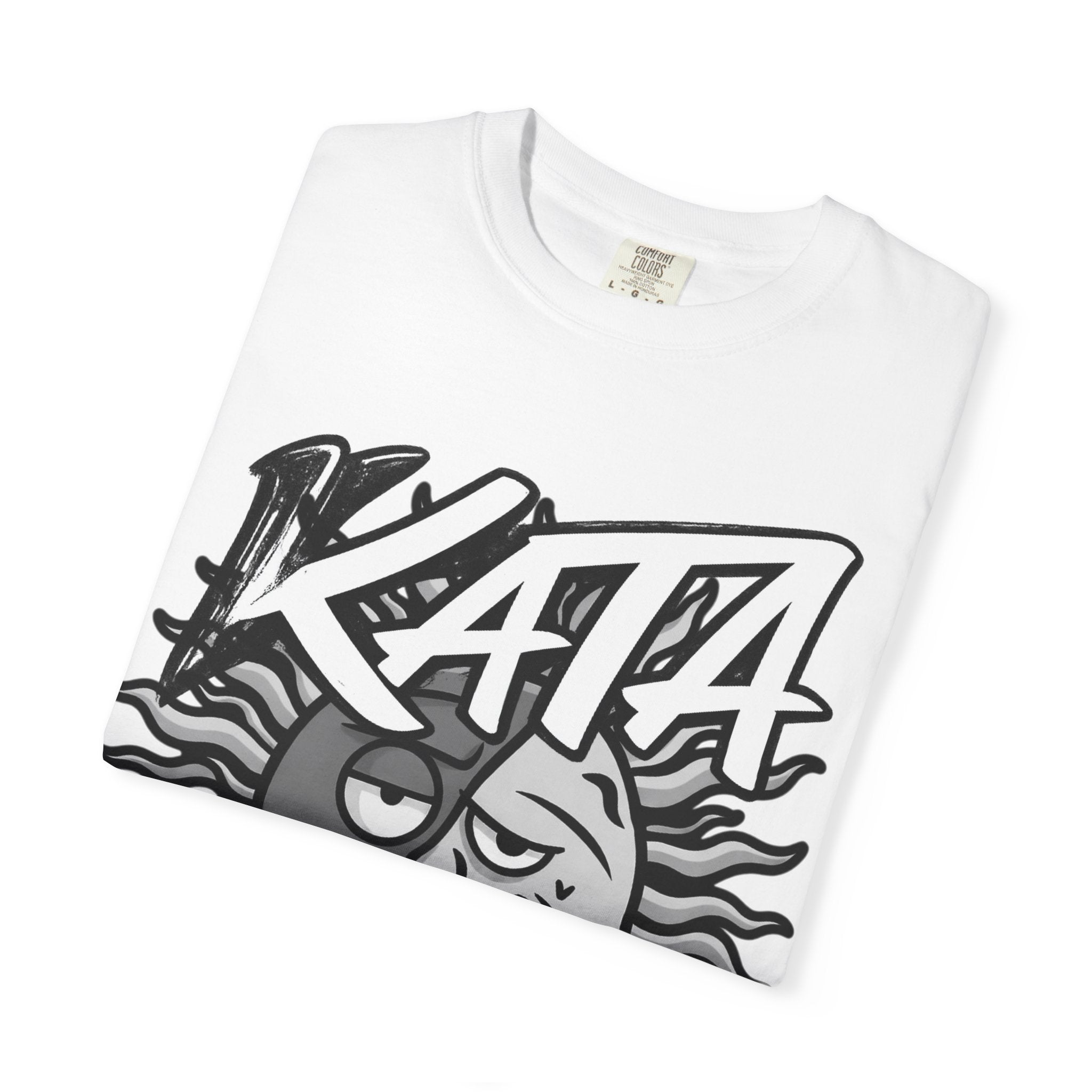 Sun-Moon Graphic T-Shirt with 'KATA' Logo — Retro Skate Vibe