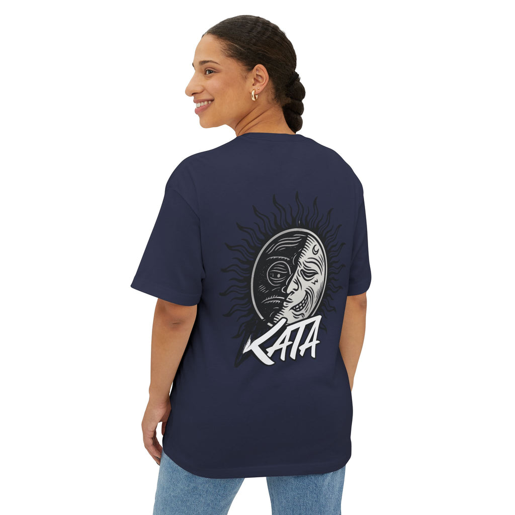 Kata Graphic Tee — Oversized Boxy Pink T-Shirt with Bold Brush Logo