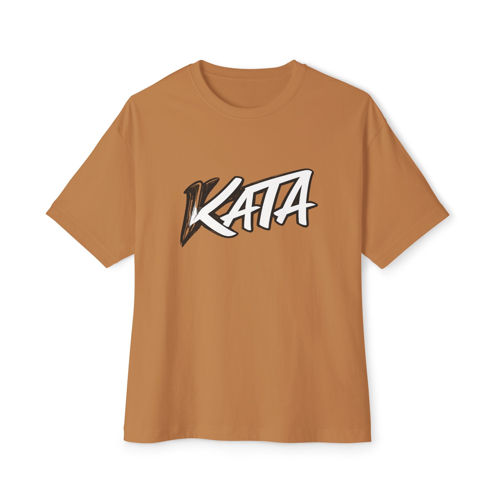 Kata Graphic Tee — Oversized Boxy Pink T-Shirt with Bold Brush Logo