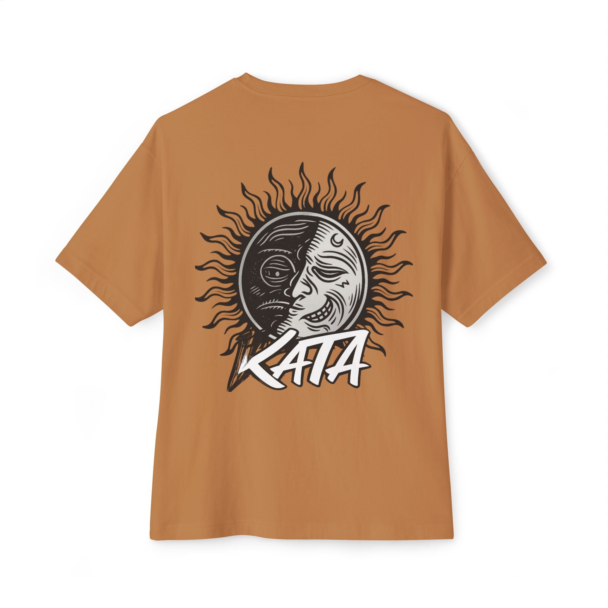 Kata Graphic Tee — Oversized Boxy Pink T-Shirt with Bold Brush Logo
