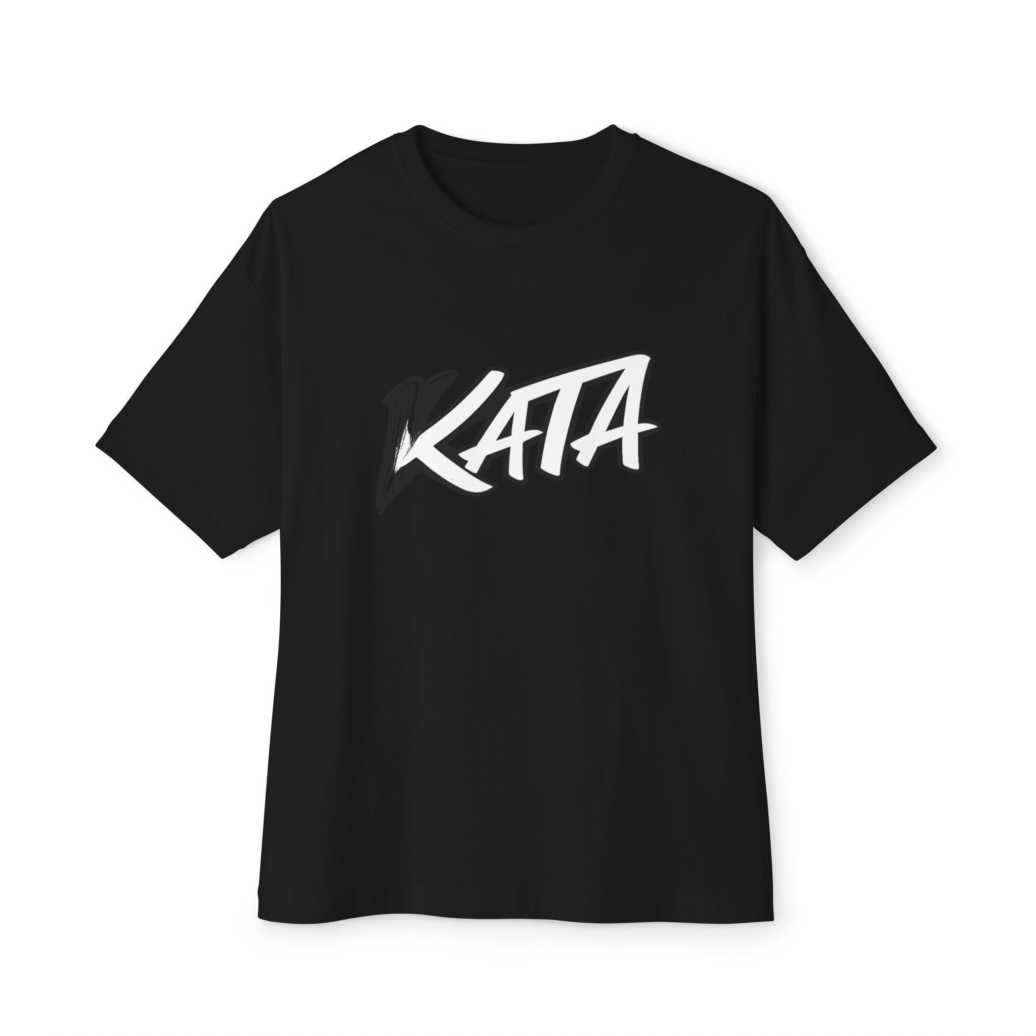 Kata Graphic Tee — Oversized Boxy Pink T-Shirt with Bold Brush Logo