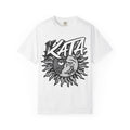 Sun-Moon Graphic T-Shirt with 'KATA' Logo — Retro Skate Vibe