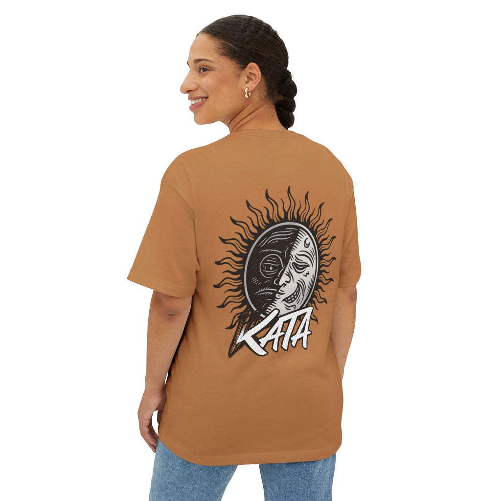 Kata Graphic Tee — Oversized Boxy Pink T-Shirt with Bold Brush Logo