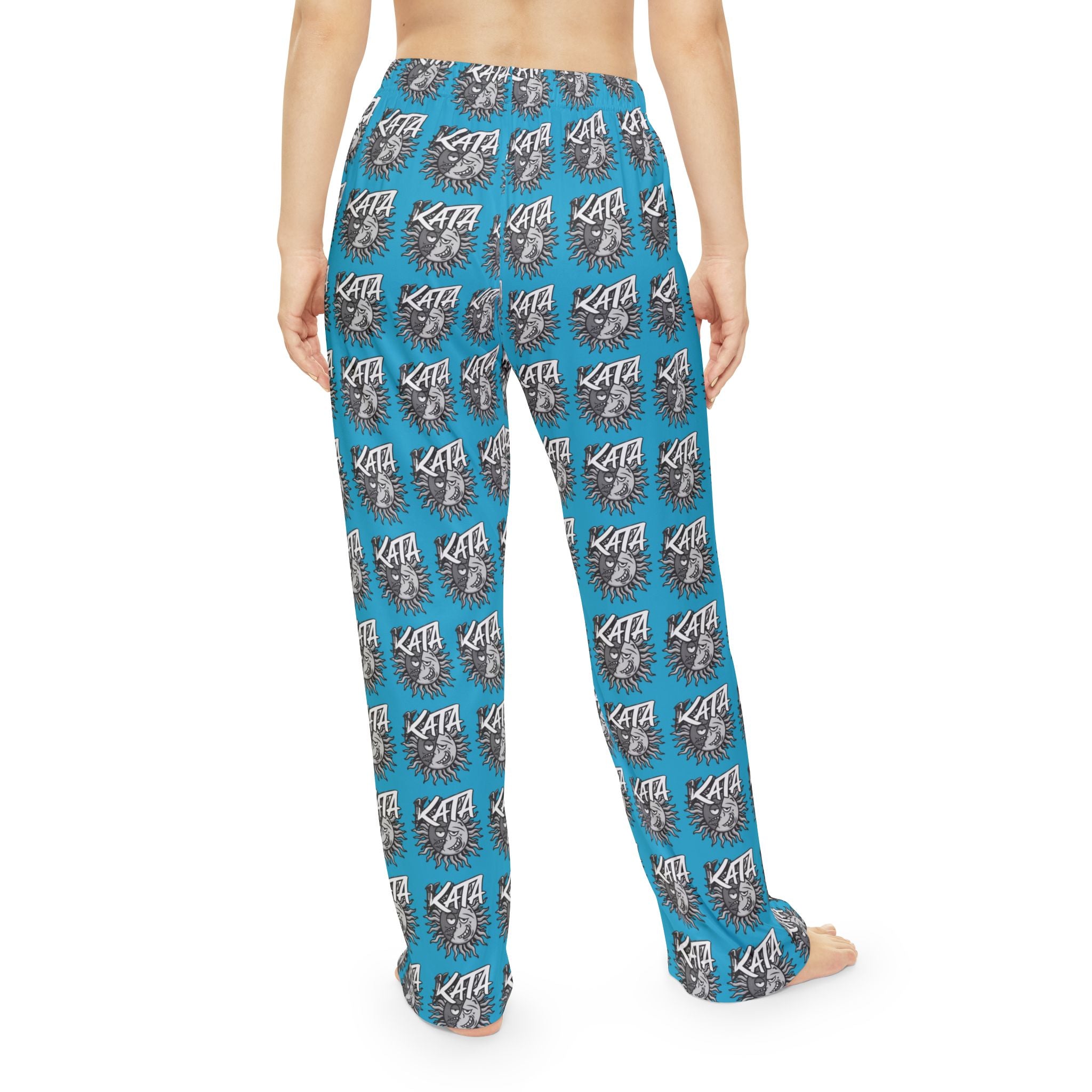 Kita Logo Women's Pajama Pants — Blue All-Over-Print Cozy Lounge Trousers
